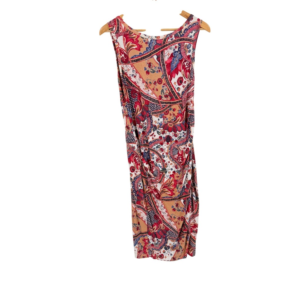 Peruvian Connection Sheath Dress Multicolor Small Paisley Boho Midi Sleeveless